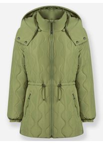 Dames Gewatteerde jas met afneembare capuchon in rietgroen ,maat 40, WITT, 100% Polyester. Wattering: 100% Polyester