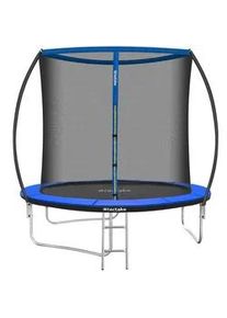 TecTake Trampolin Jumpy,inklusive Einstiegsleiter,schwarz/blau , Schwarz, Blau , Metall , Rund , 260x250x260 cm , Ce , Outdoor Spielzeug, Gartenspielzeug