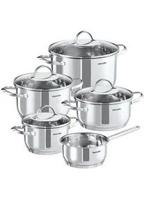TecTake Kochtopfset Bologna Ii,integrierte Messskala in den Töpfen,silber , Silberfarben , Metall , Rund , Kochen, Töpfe, Topfsets