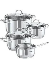 TecTake Kochtopfset Bologna,integrierte Messskala in den Töpfen,silber , Silberfarben , Metall , Rund , Kochen, Töpfe, Topfsets