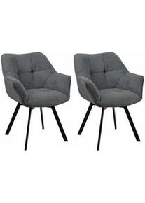 CLP Armlehnenstuhl 2er Set Cord Dunkelgrau , Textil , 60x81x59 cm , Esszimmer, Stühle, Esszimmerstühle, Armlehnenstühle