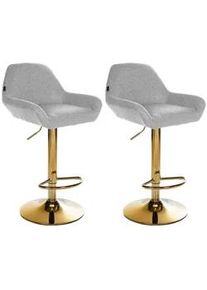 CLP Barhocker 2er Set Stoff grau , Grau , Textil , 51x89x52 cm , Esszimmer, Barmöbel, Barhocker