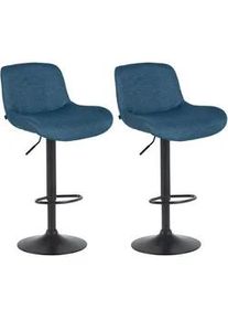 CLP Barhocker 2er Set Stoff Blau , Textil , 50x85x50 cm , Esszimmer, Barmöbel, Barhocker