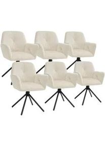 TecTake Armlehnstuhl Drehbar Lenia,56,5 x 54 x 86 cm,Samtoptik creme/schwarz , Samtahornfarben, Schwarz , Kunststoff , Pappel , 56.5x86x54 cm , Esszimmer, Stühle, Esszimmerstühle, Armlehnenstühle