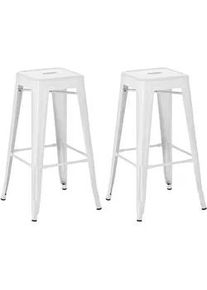 CLP Barhocker 2er Set Metall weiß , Weiß , 43x76x43 cm , Esszimmer, Barmöbel, Barhocker