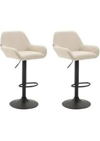 CLP Barhocker 2er Set Lederlook creme , Creme , Textil , 51x89x52 cm , Esszimmer, Barmöbel, Barhocker