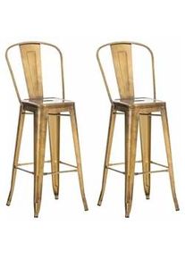CLP Barhocker 2er Set Metall gold , Goldfarben , 44x115x52 cm , Esszimmer, Barmöbel, Barhocker