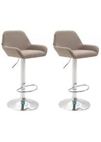 CLP Barhocker 2er Set Stoff taupe , Taupe , Textil , 51x89x52 cm , Esszimmer, Barmöbel, Barhocker