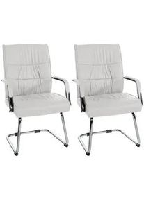 CLP Schwingstuhl 2er Set Lederlook weiß , Weiß , Textil , 58x100x66 cm , Esszimmer, Stühle, Esszimmerstühle, Schwingstühle