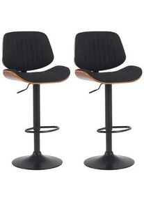 CLP Barhocker 2er Set Stoff Walnuss/Schwarz , Schwarz, Walnussfarben , Textil , 50x94x50 cm , Esszimmer, Barmöbel, Barhocker