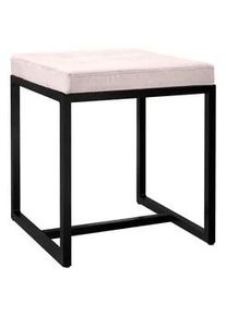 CLP Sitzwürfel eckig 40/40/48 cm Samt creme , Creme , Textil , 40x48x40 cm , Wohnzimmer, Hocker, Sitzwürfel