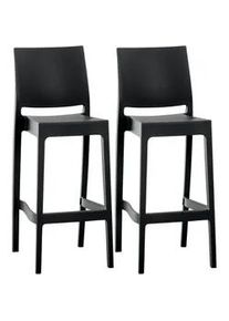 CLP Barhocker 2er Set Kunststoff schwarz , Schwarz , 45x105x51 cm , Esszimmer, Barmöbel, Barhocker