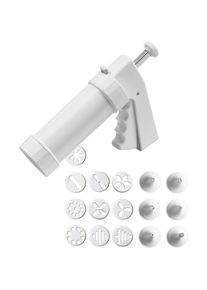 Kaiser Backformen , Gebäckpresse »Inspiration«, (Set, 17 tlg.), Gebäckpresse, 6 Spritztüllen und 10 Gebäckscheiben, Einhandbedienung , Weiß