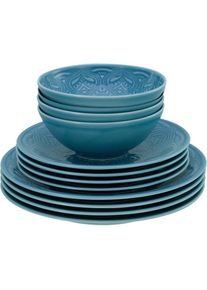 Creatable , Teller-Set »Orient Mandala«, (Set, 12 tlg.), Speiseteller, Dessertteller und Schalen im Set , blau