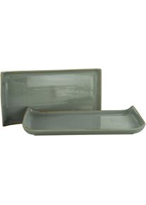 Creatable , Servierplatte »Nature Collection«, (Set, 2 tlg.), Servier Set, 33x16,5 cm , dunkelgrau