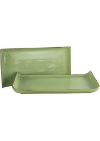 Creatable , Servierplatte »Nature Collection«, (Set, 2 tlg.), Servier Set, 33x16,5 cm , grün