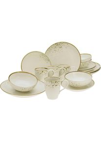 Creatable , Kombiservice »Nature Collection«, (Set, 16 tlg.), Reaktivglasur, jedes Stück ein Unikat , Beige