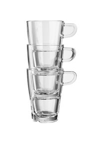 Leonardo , Latte-Macchiato-Glas »SENSO«, (Set, 4 tlg.), (4-teilig) inkl. 2 Löffel , silber/transparent