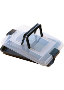 Kaiser Backformen , Backform »Inspiration«, (2 St.), Backblech mit Transporthaube und klappbarem Griff, antihaftbeschichtet , Schwarz/Transparent