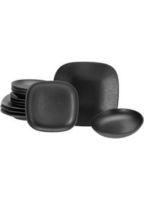 Creatable , Tafelservice »Magic Black Square«, (Set, 12 tlg.), matte Spezialglasur mit glänzenden Sprenkeln , Schwarz