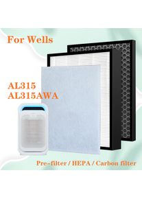 Replacement HEPA filter and activated carbon filter for Wells air purifier AL315 AL315AWA