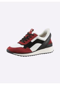 Caprice Damen Sneaker in weiß-rot ,Größe 37, Witt, 60% Veloursleder, 40% Glattleder