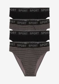 Slip con cotone morbido (pacco da 4), Nero, Taglia 6 (L), bonprix