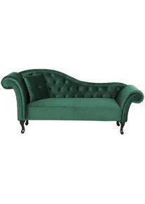 Beliani Chaiselongue Samtstoff dunkelgrün linksseitig Lattes , Textil , 188x87x59 cm , Wohnzimmer, Sofas & Couches, Sofas, Recamieren