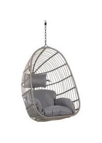 Beliani Hängesessel PE Rattan grau mit Sitzkissen Casoli , Kunststoff , 84x113x70 cm , Gartenmöbel, Gartenschaukeln, Hängesessel