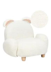 Beliani Kindersessel Teddy-Optik cremeweiß Tierform Hase Kanna , Weiß , Textil , 65x45x51 cm , Kinder- & Jugendzimmer, Kindermöbel, Kindersitzmöbel & -tische, Kindersessel & -sofas
