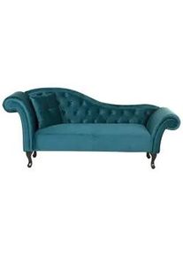 Beliani Chaiselongue Samtstoff blaugrün linksseitig Lattes , Textil , 188x87x59 cm , Wohnzimmer, Sofas & Couches, Sofas, Recamieren