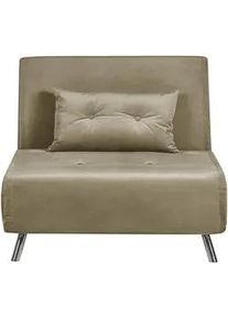 Beliani 1-Sitzer-Schlafsofa Samtstoff Olivgrün Farris , Textil , 100x89x191 cm , Wohnzimmer, Sofas & Couches, Schlafsofas