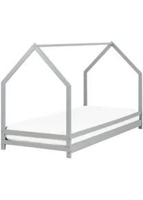 Beliani Kinder-Hausbett Grau 90-200 cm Appy , Holz , 90x200 cm , Kinder- & Jugendzimmer, Kindermöbel, Kinderbetten, Hausbetten