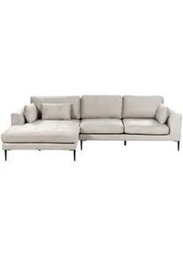 Beliani 3-Sitzer-Ecksofa Samtstoff Hellgrau linksseitig Flam , Textil , L-Form , 275x158 cm , Wohnzimmer, Sofas & Couches, Wohnlandschaften, Ecksofas