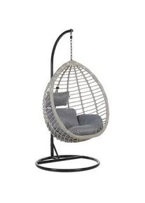Beliani Hängesessel mit Gestell PE Rattan grau 97 cm Tollo , Kunststoff , 106x199x97 cm , Gartenmöbel, Gartenschaukeln, Hängesessel