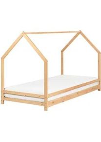 Beliani Kinder-Hausbett Heller Holzfarbton 90-200 cm Appy , Eschefarben , 90x200 cm , Kinder- & Jugendzimmer, Kindermöbel, Kinderbetten, Hausbetten