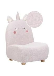 Beliani Kindersessel Teddy-Optik pastellrosa Tierform Einhorn Lulea , Hellbraun, Pink , Textil , 50x75x54 cm , Kinder- & Jugendzimmer, Kindermöbel, Kindersitzmöbel & -tische, Kindersessel & -sofas