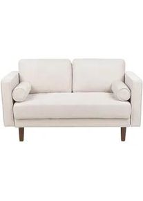 Beliani 2-Sitzer-Sofa hellbeige Nurmo , Dunkelbraun, Beige , Textil , 140x78x74 cm , Wohnzimmer, Sofas & Couches, Sofas, 2-Sitzer Sofas