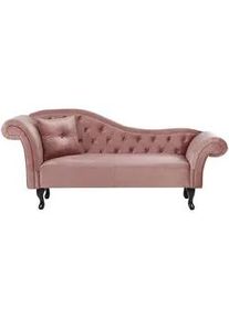 Beliani Chaiselongue Samtstoff rosa linksseitig Lattes , Textil , 188x87x59 cm , Wohnzimmer, Sofas & Couches, Sofas, Recamieren