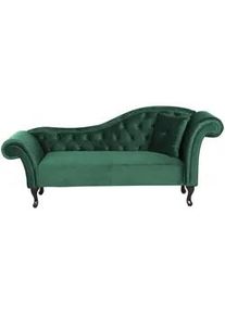 Beliani Chaiselongue Samtstoff dunkelgrün rechtsseitig Lattes , Grün , Textil , 188x87x59 cm , Wohnzimmer, Sessel, Relaxliegen