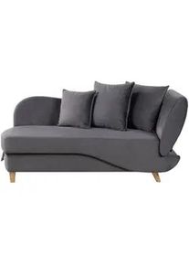 Beliani Chaiselongue Samtstoff dunkelgrau mit Bettkasten rechtsseitig Meri , Grau, Dunkelgrau , Textil , 156x73x69 cm , Wohnzimmer, Sessel, Relaxliegen