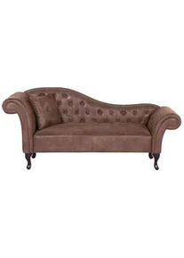 Beliani Chaiselongue Kunstleder hellbraun linksseitig Lattes , Braun , Textil , 188x87x59 cm , Wohnzimmer, Sessel, Relaxliegen