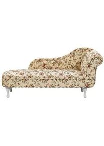 Beliani Chaiselongue Polsterbezug beige Blumenmuster rechtsseitig Nimes , Weiß, Beige, Multicolor , Textil , 170x79x61 cm , Wohnzimmer, Sessel, Relaxliegen