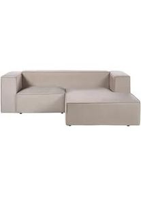 Beliani 2-Sitzer-Ecksofa Samtstoff taupe rechtsseitig Vernon , Taupe , Textil , 236x175 cm , Wohnzimmer, Sofas & Couches, Wohnlandschaften, Ecksofas