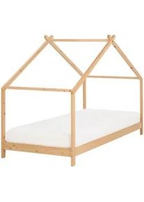 Beliani Kinder-Hausbett Heller Holzfarbton 90-200 cm Orlu , Eschefarben , 90x200 cm , Kinder- & Jugendzimmer, Kindermöbel, Kinderbetten, Hausbetten