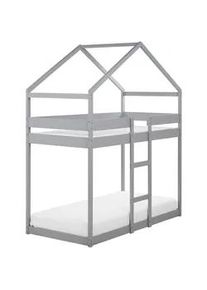 Beliani Hochbett 90x200 cm Grau Labatut , Holz , 90x200 cm , Kinder- & Jugendzimmer, Kindermöbel, Kinderbetten, Hochbetten