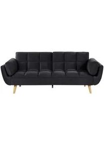 Beliani 3-Sitzer-Schlafsofa Samtstoff Schwarz Asby , Textil , 218x82x83 cm , Babymöbel & Kindermöbel, Kinderzimmer & Jugendzimmer, Schlafsofas