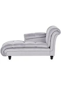 Beliani Chaiselongue Samtstoff hellgrau rechtsseitig Lormont , Textil , 141x76x70 cm , Wohnzimmer, Sofas & Couches, Sofas, Recamieren