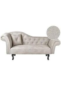 Beliani Chaischaiselongue Samtstoff taupe links Lattes , Beige, Grau, Dunkelbraun , Textil , 192x81x59 cm , Wohnzimmer, Sessel, Relaxliegen