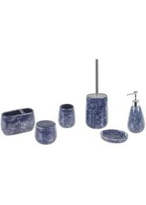 Beliani Badezimmer Set 6-teilig Keramik blau Antuco , Blau , 15x34x12 cm , Badaccessoires